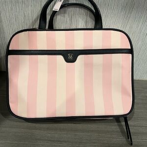 Pink and Cream Striped Women's Bag